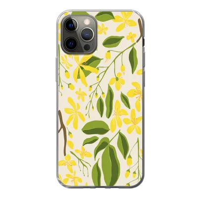 Produktbild von MuchoWow® Handyhülle Schutzhülle Hülle für iPhone 12 Pro Blume - Gelb - Muster Silikon Softcase Handy Hülle - Abdeckung