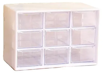 Produktbild von Aufbewahrungsbox, 9-Fächer-Design, umweltfreundliches Material, WEISS