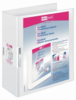 Produktbild von Präsentationsringordner A4 Velodur 2 Ringe 60mm weiß Packung mit 10 Stück