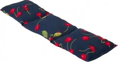 Image de Coussin ergonomique aux noyaux de cerise Cervico - Coussin chauffant avec housse en coton - Bleu avec motif de cerises, 52x13cm