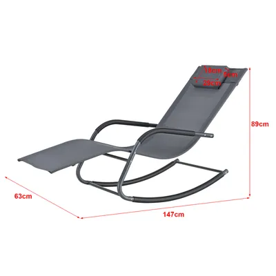 Produktbild von Schaukelliege Caracena 147x63x89cm Sonnenliege bis 120kg Schwingliege Schaukelnd Dunkelgrau