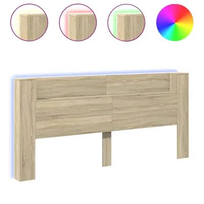 Produktbild von vidaXL LED-Kopfteil mit Ablagen Sonoma-Eiche 220x16,5x103,5 cm