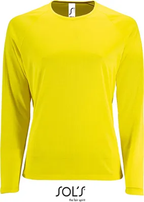 Produktbild von SOLs 02072 | Damen Long-Sleeve Sports T-Shirt Sporty - Farbe: Neon Yellow - Größe: XL