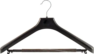 Produktbild von Kleiderbügel für Anzüge und 2-Teiler Anzugbügel Kostümbügel 45 cm schwarz NEU 10 Stück