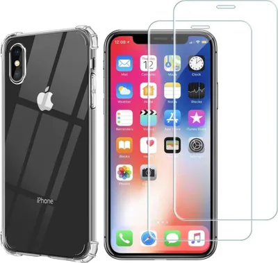 Produktbild von Stoßfeste Hülle für iPhone X / iPhone XS mit 2 Displayschutzfolien aus gehärtetem Glas Phonillico®