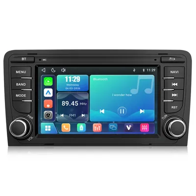 Zdjęcie produktu dla Radio samochodowe Hexinex lINUX, 7 cali, Carplay, kompatybilne z Audi A3 S3 (2003-2013, model 8P), z GPS, Bluetooth, WiFi, sterowaniem z kierownicy (SWC), FM, RDS i portem USB