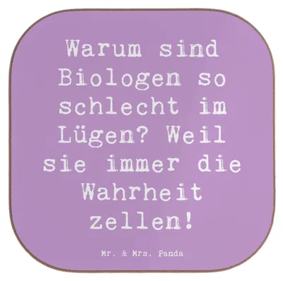 Produktbild von Mr. & Mrs. Panda Untersetzer für Gläser Spruch Biologin Wahrheit - Lavendeltraum - Geschenk, Tischuntersetzer, handgefertigt, Tassen, Lebewesen, Berufsalltag, Beruf