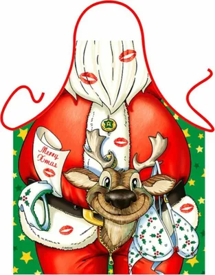 Produktbild von Weihnachtsmann mit Rentier – Lustige Schürze, Küchenschürze