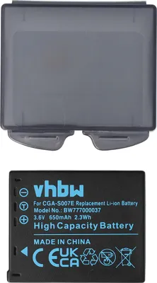 Produktbild von vhbw Akku Ersatz für Panasonic CGA-S007A/B, DMW-BCD10, CGA-S007E, CGA-S007, CGA-S007A/1B für Kamera (650 mAh, 3,6 V, Li-Ion)