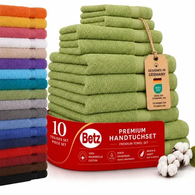 Produktbild von Betz Premium Classic Frottier Handtuch-Set 10-teilig - 2X Liegetücher - 4X Handtücher - 2X Gästetücher - 2X Seiftücher - apfelgrün, KI-generiertes Bild