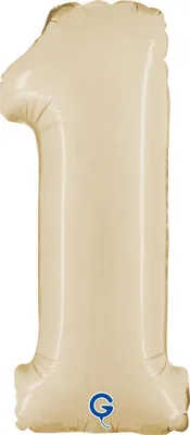 Produktbild von Mini Zahlen Folienballon 14"/36cm | Satin Cream Zahl: 1