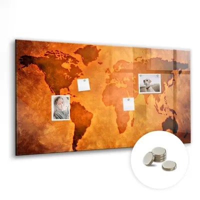 Produktbild von Dekorative Magnettafel 120x60 cm - Magnetwand - für Fotos, Karten und Notizen - Fotowand - Memoboard - Magnetpinnwand - Wanddekoration - Große Weltkarte