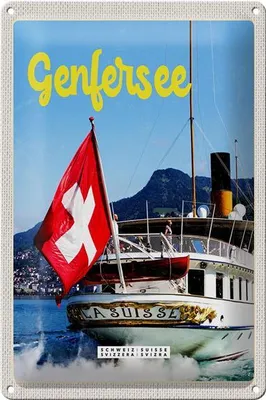 Produktbild von Blechschild Reise 20x30cm Genfersee Schweiz Lasuisse Schifftour