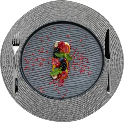 Produktbild von Runder Tischuntersetzer Für Teller Küchenmatte 38 Cm Silber Chef