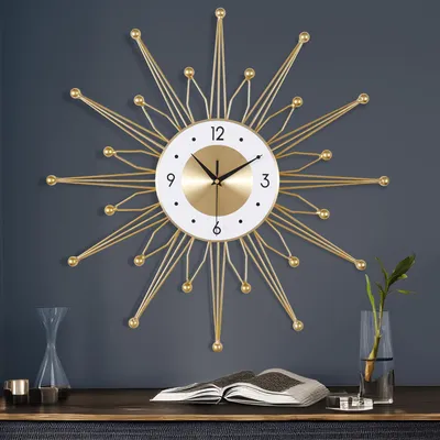 Imagen del producto de Reloj de pared metálico de gran tamaño, con un diseño creativo y un movimiento de cuarzo silencioso