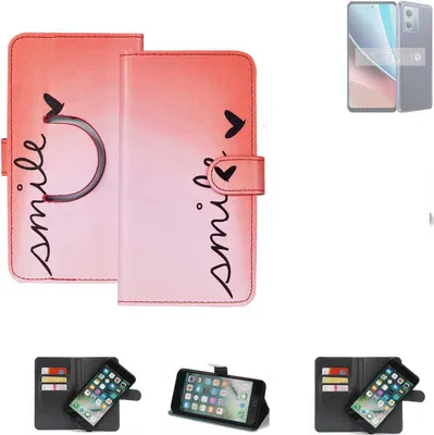 Produktbild von K-S-Trade Schutzhülle Handyhülle kompatibel mit Motorola Moto G Stylus (2023) Hülle cover bookstyle Etui “smile“ rot Standfunktion Kameraschutz