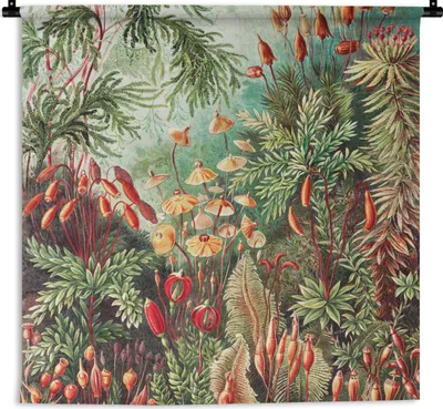 Produktbild von MuchoWow® Wandteppich Wandbehang Blumen - Kunst - Vintage - Natur - Botanisch 60x60 cm Tapisserie Dekoration Wandtuch - Dekorationen - Wand Decke