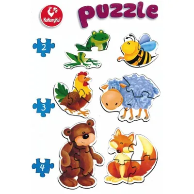 Produktbild von KUKURYKU Baby-Puzzle Tiere 6in1 (2-4 Teile)