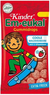 Produktbild von Kinder Em-eukal Gummidrops Coole Walderdbeere mit 5 Vitaminen, 75 g Bonbons