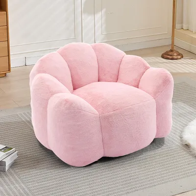 Zdjęcie produktu dla Puf Lotus 110 x 110 cm – kompaktowa sofa w kolorze różowym, pluszowa tapicerka, krótkowłosy, bez montażu, gotowa do użycia od razu, do salonu i sypialni