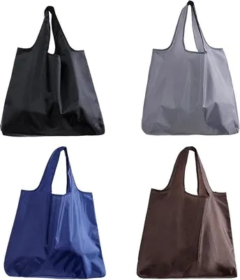 Produktbild von PolkaHome® 4 Stück Faltbare Einkaufstaschen – 53 × 64 cm große wiederverwendbare Tasche, umweltfreundlicher Oxford-Stoff, waschbar