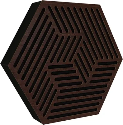Immagine prodotto di Confezione da 2 — Pannelli acustici a parete | Pannelli in legno fonoassorbenti e decorativi per la riduzione dell'eco | [HEXAGON | Wenge]