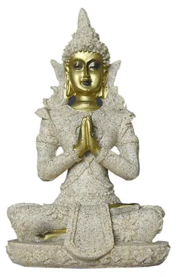 Buddha-Statue aus Sandstein, handgeschnitzt, 7x4x11 cm