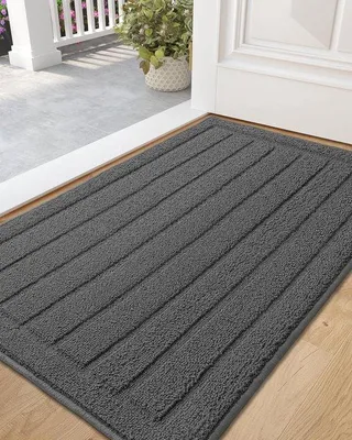 Immagine prodotto di Tappetino d'ingresso assorbente e lavabile per interni, con base in gomma antiscivolo – 50 x 90 cm, grigio