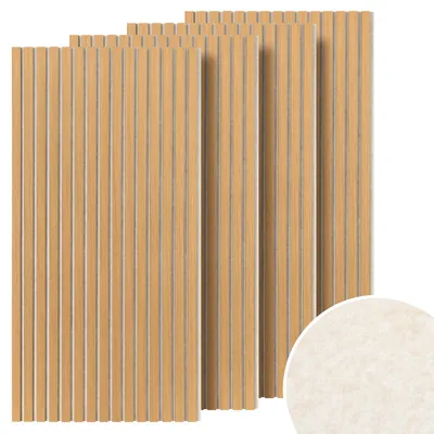 Immagine prodotto di Pannelli acustici Ikodm, pannelli murali, 120x60 cm, rovere, feltro beige, MDF, finitura UV, confezione da 4 pezzi