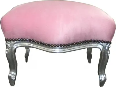 Produktbild von Barock Sitzhocker Rosa / Silber Medium