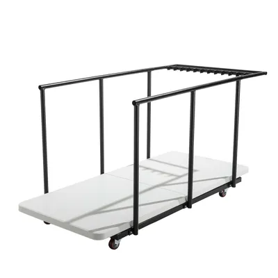 Produktbild von 18 Klapptische von 180 cm und Transportwagen Weiß - Oviala REKKEM