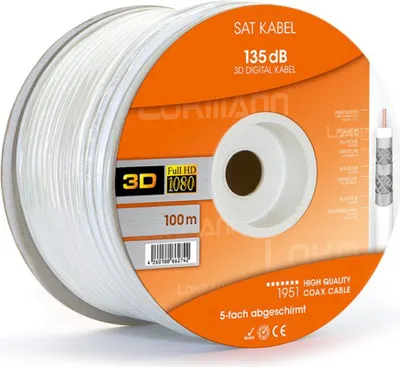 Image de Câble d'antenne coaxial SAT 135 dB en acier et cuivre, 7 mm, 5 sorties, 4K, 8K, UHD, 100 m