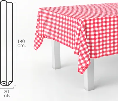 Produktbild von Gummi-Tischdecke Rolle 140 cm. x 20 Meter. Rote Quadrate