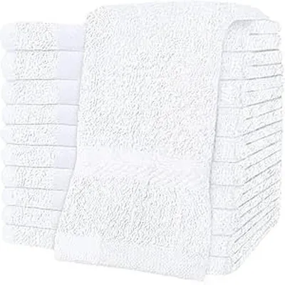 Productafbeelding van Set van 12 Gezichtdoekjes - 100% Katoen - 30x30 cm - Wit