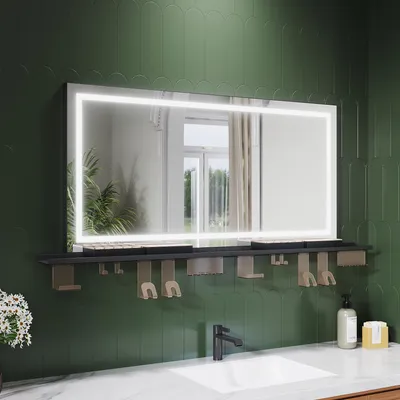 Obrázek produktu pro Koupelnové zrcadlo SONNI 120 x 60 cm, tříbarevné, stmívatelné, RA90, proti mlžení, s multifunkční poličkou