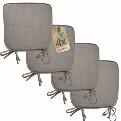 Produktbild von Sitzkissen Stuhlkissen Indoor & Outdoor 2er Set 38x38 cm - Taupe - etérea Stuhl Kissen Auflage mit Bändern