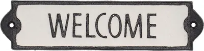 Image de Plaque de porte Esschert Design « Welcome » en fonte, style rétro