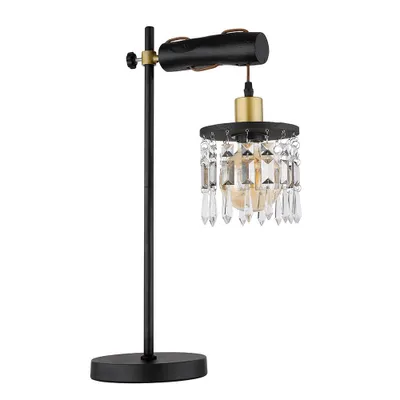 Produktbild von LED Tischleuchte, messing schwarz, Kristallbehang H 55 cm