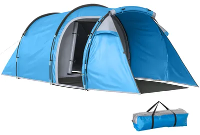 Produktbild von Sunvello Campingzelt, Wurfzelt für 2 Personen, Vorraum & Schlafbereich, wasserdicht, 426 x 206 x 154 cm, Hellblau