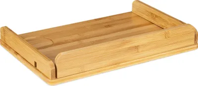 Produktbild von Navaris Nachttisch Bambus zum Einhängen - mit Getränkehalter  - Hochbett Klemm Regal Bett Ablage - hängender Organizer Hängeregal - anklemmbar