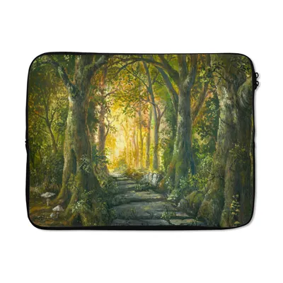 Produktbild von MuchoWow® Laptop Hülle 17 Zoll Laptoptasche Wald - Aquarell - Kröte - Zipper - Schutzabdeckung
