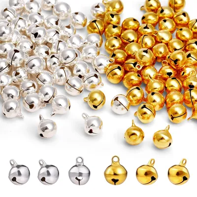 Imagen del producto de Adornos navideños "Jingle Bells" - 120 unidades - 12 mm - Dorado y plateado