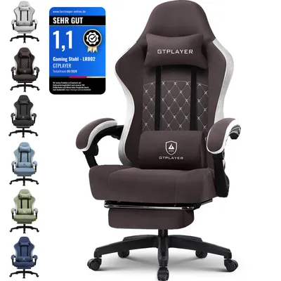 Obrázek produktu pro Herní židle PLAYER Ergonomická herní židle Stolní židle Závodní židle pro hráče PC s látkovým povrchem, péřový sedák, spojovací područky