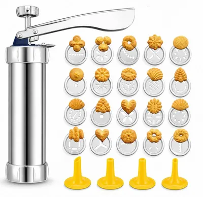 Kekspresse mit 20 Keksen und 4 Düsen, Backform-Set