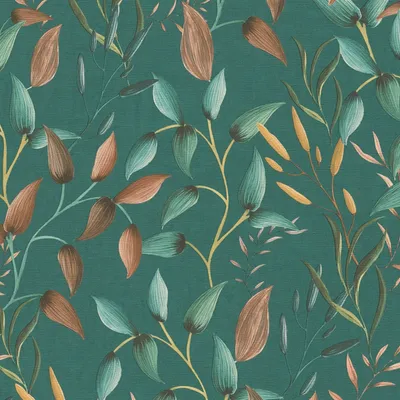 Produktbild von Profhome 397454-GU Landhaus Vliestapete Floral matt grün petrol orange gelb 5,33 m2