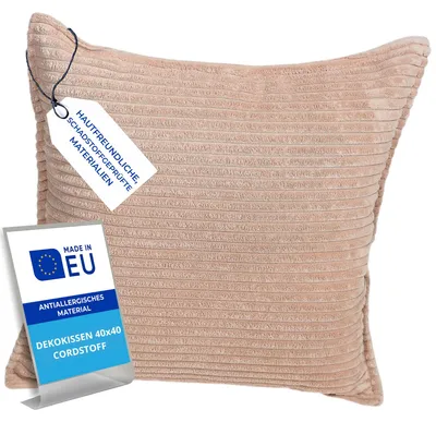 Produktbild von Pillows24 – Dekokissen 40x40 aus Cord | Weiches Zierkissen & Sofa Kissen | Deko Kissen 40x40 für Palettenkissen in Wohnzimmer & Balkon | Sofakissen  EU | Rosa
