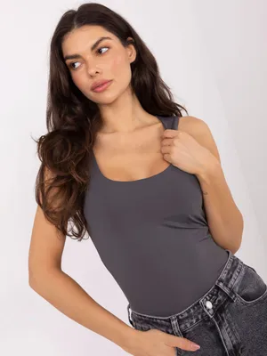 Produktbild von Ärmelloses Damen Basic Top figurbetont Rundhals Graphit M