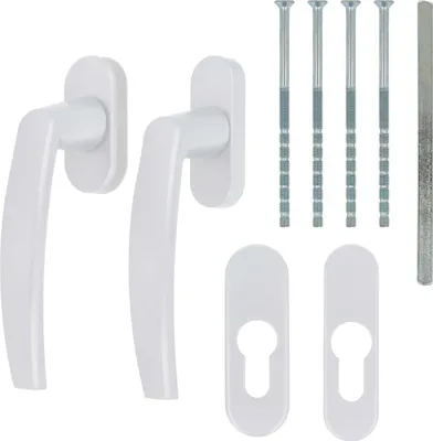 Alu Balkontürgriff Set in weiß RAL9016