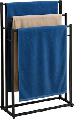 Image de Porte-serviettes de 60 cm, avec 3 barres, en acier noir, pour salle de bain