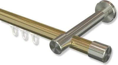Produktbild von Interdeco Innenlaufstange, Gardinenstange mit Innenlauf Messing-Optik / Edelstahl-Optik Modell Prestige Santo, 20 mm Ø 1-läufig, 540 cm (geteilt)